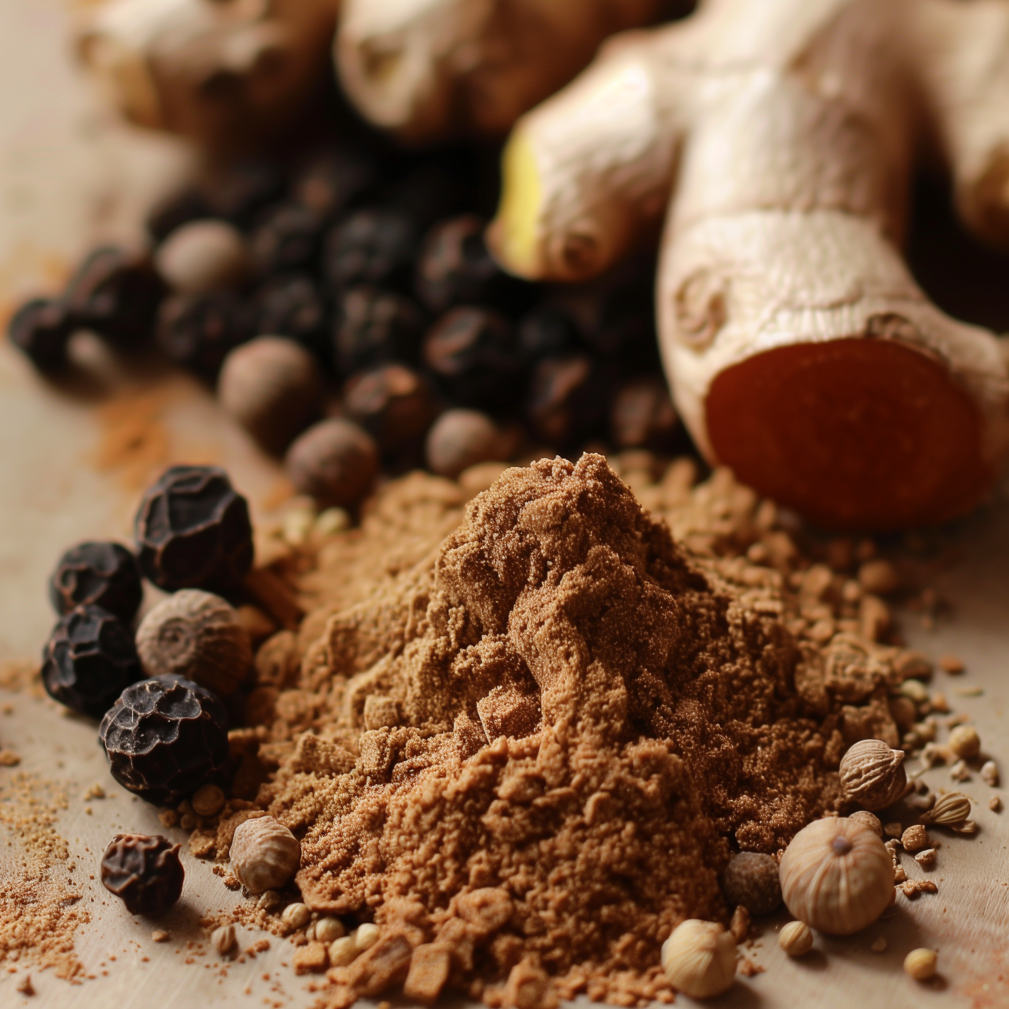 Nutmeg powder, Black pepper and Ginger